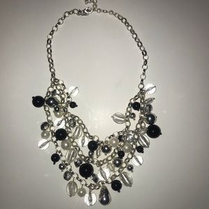 Crystal/White/Silver Cluster Necklace